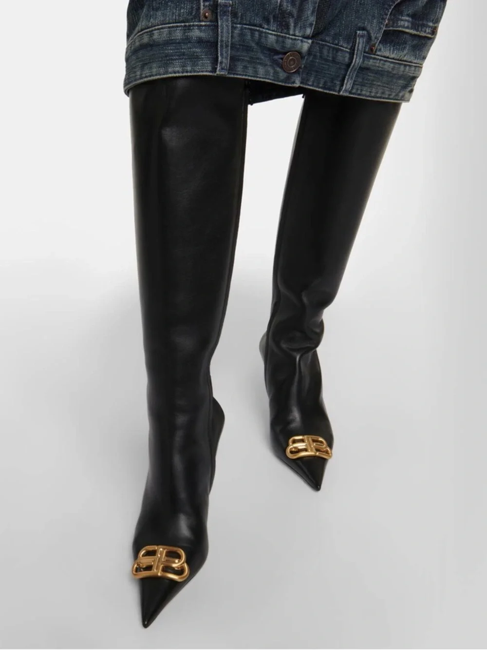 Balenciaga Knife BB leather knee-high boots